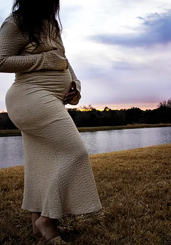 Pregnancy stomach sunset